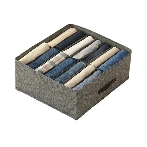 Collapsible Stackable Storage Box with Compartments and Reinforced Handles for Clothes Toys