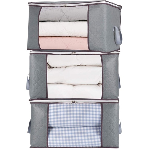Set of 3 extra large zippered storage bags - Storage bags - with large transparent window - Handles - Affordable - Ideal for storing duvets, pillows, 