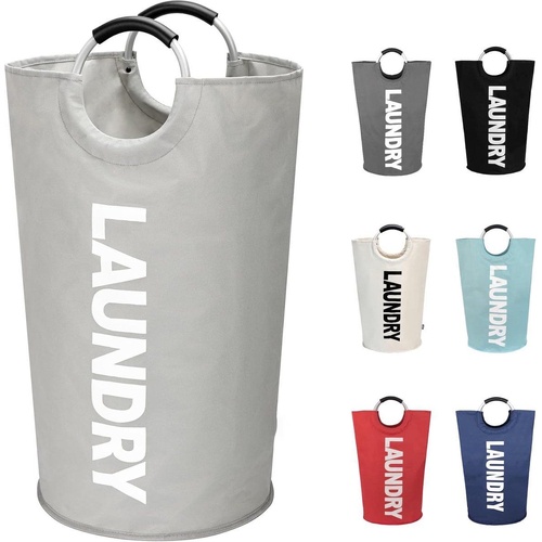 Collapsible laundry basket, Large laundry basket 90 L, Independent laundry basket with high base, Durable and easy to clean, light Grey