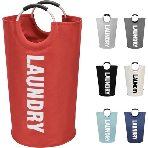 Collapsible laundry basket, Large laundry basket 90 L, Standalone laundry basket with high base, Foldable laundry bucket, red