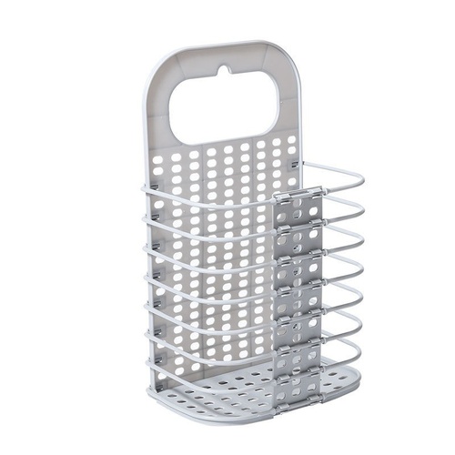 Collapsible Laundry Hamper - Foldable Space-Saving Design - Ideal for Bathroom & Small Spaces - Includes Self-Adhesive Hook - Grey - Set of 1
