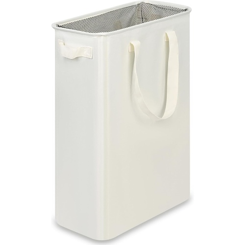 Slim Laundry Hamper with Handles, Collapsible Small Hamper for Laundry, Dirty Clothes Basket for Bedroom, Dorm and Laundry Room, 48L (12.7 Gallon) Bei