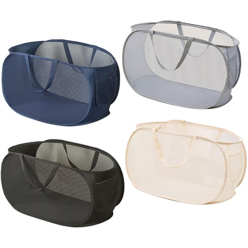 4 Pcs Collapsible Laundry Baskets, Opening Laundry Hamper, Foldable Laundry Basket, Dirty Clothes Basket for Clothes & Home Organization