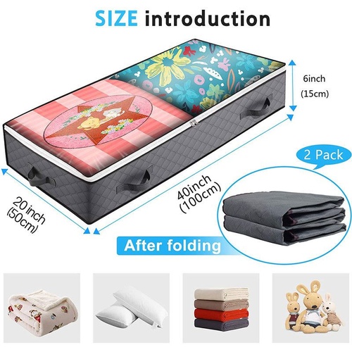Bed Bottom Storage Bag Non-woven Fabric Sealed Dark Gray four portable Bed bottom storage bag-single pack