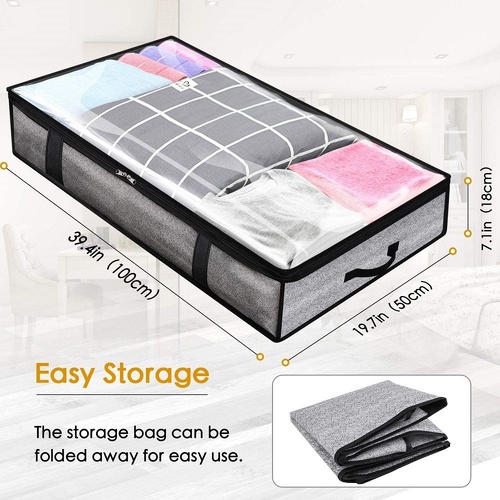 Bed Bottom Storage Bag Non-woven Fabric Sealed Grey printing 100*50*18cm Bed storage bag-three pack