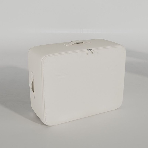 Satin Quilt Storage Bag Large Cube Beige White Large 52*56*42cm