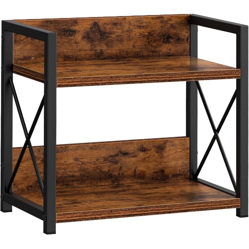 2-Tier Countertop Shelf Organizer Rustic Wood Kitchen Spice Rack for Storage, Condiments & Cabinet Organization