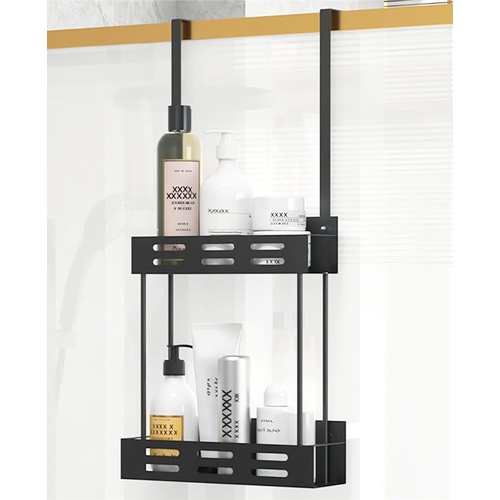 Over the Door 2-tier Shower Caddy Organizer Shelf with Hooks for Bathroom