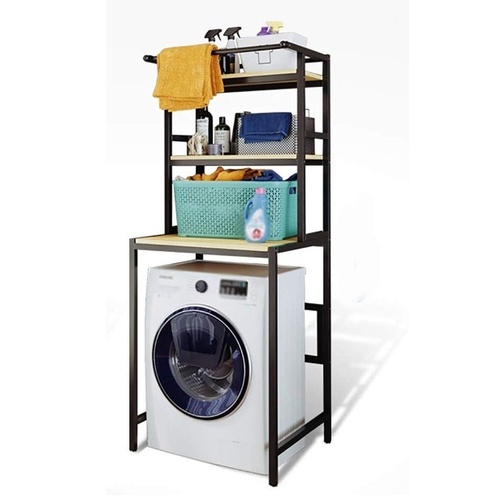 3-Tier Over Washing Machine Storage Rack Laundry Shelf Organizer for Bathroom or Toilet (Black)