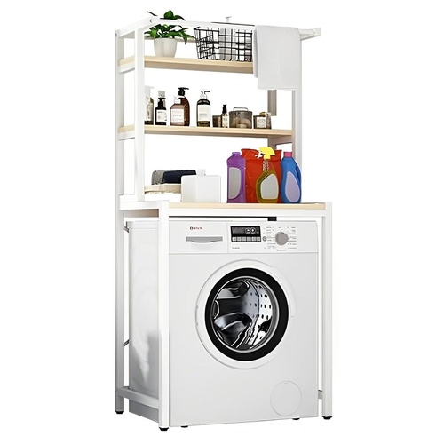 3-Tier Over Washing Machine Storage Rack Laundry Shelf Organizer for Bathroom or Toilet (White)