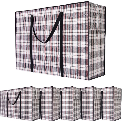 6 Pack Large Moving Storage Bags with Zipper & Handles for Clothes, Bedding, Blankets, Dorm & Travel (80x55x25cm)
