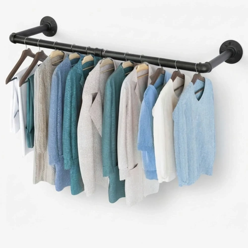 Industrial Pipe Wall Clothes Rack, 92cm Bar Garment Rack