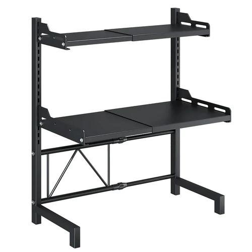 2/3Tier Microwave Oven Stand Rack Shelf Condiment Kitchen Holder Cabinet Storage - Black 3-Layer